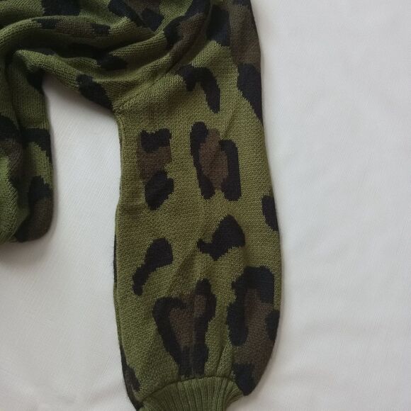 Vestidos  Green & Black Leopard Print Tight Knit Pullover Sweater Women's Size X - Picture 10 of 12